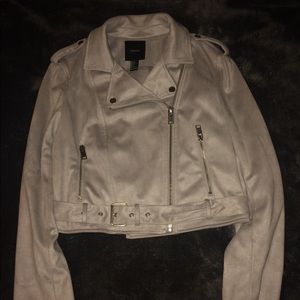 Forever 21 Gray Suede Moto Jacket